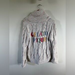Gelato pique sweater cardigan pastel speckled large collar one size